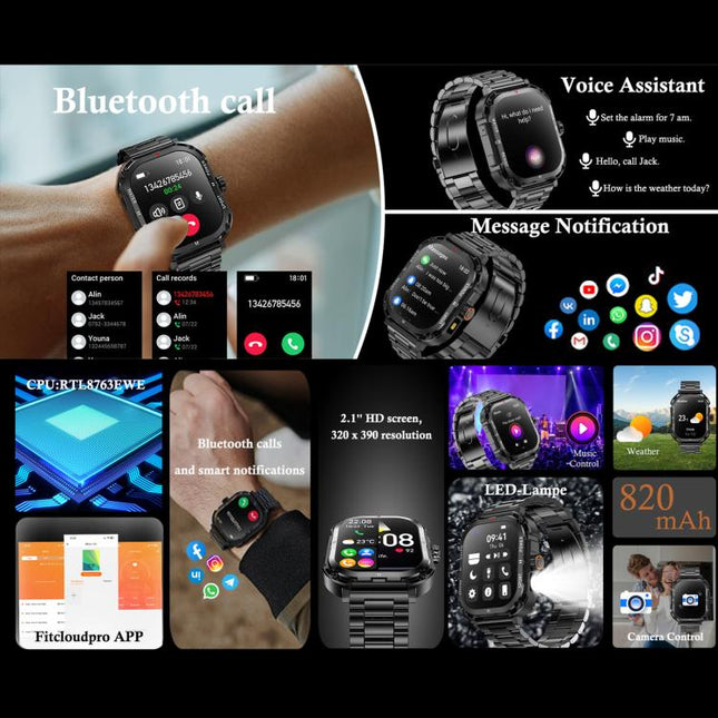 LF37 2.1 inch BT Call Smart Watch, Support Blood Oxygen / Heart Rate / Female Menstrual