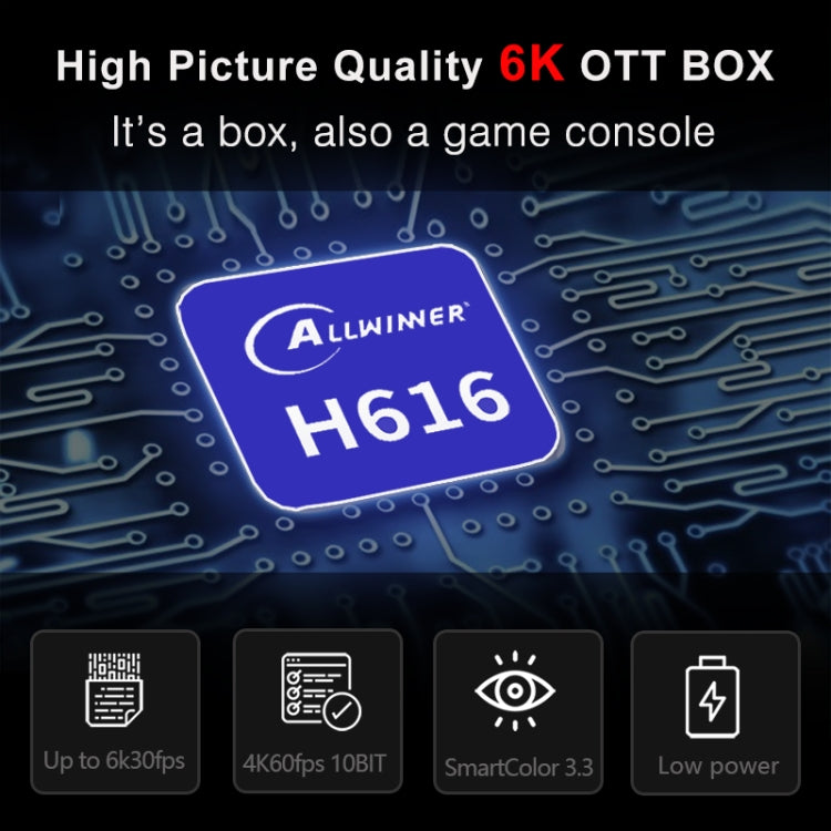 H96 Max 6K Ultra HD Smart TV Box with Remote Controller, Android 10.0, Allwinner H616 Quad Core ARM Cortex-A53, 2GB+16GB, TF Card / USBx2 / AV / HDMI / WIFI,, UK Plug, US Plug, AU Plug