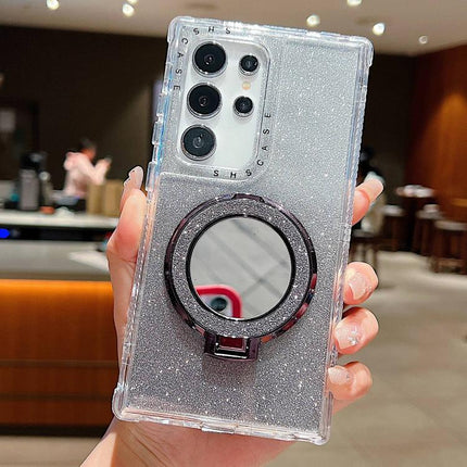 Mirror Holder Glitterr MagSafe Phone Case, For Samsung Galaxy S23, For Samsung Galaxy S22 Ultra, For Samsung Galaxy S22+, For Samsung Galaxy S22