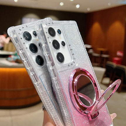 Mirror Holder Glitterr MagSafe Phone Case, For Samsung Galaxy S23, For Samsung Galaxy S22 Ultra, For Samsung Galaxy S22+, For Samsung Galaxy S22