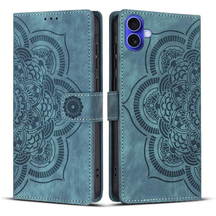 Mandala Embossed Retro Frosted Leather Phone Case, For iPhone 16e, For iPhone 16 Pro Max, For iPhone 16 Pro, For iPhone 16 Plus