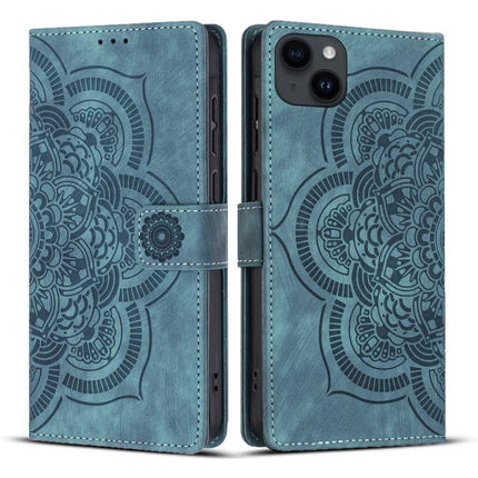 Mandala Embossed Retro Frosted Leather Phone Case, For iPhone 16, For iPhone 15 Pro Max, For iPhone 15 Pro, For iPhone 15 Plus