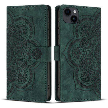 Mandala Embossed Retro Frosted Leather Phone Case, For iPhone 16, For iPhone 15 Pro Max, For iPhone 15 Pro, For iPhone 15 Plus