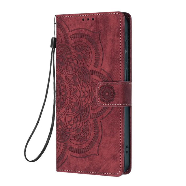 Mandala Embossed Retro Frosted Leather Phone Case, For iPhone 15, For iPhone 14 Plus, For iPhone 14 / 13, For iPhone 14 Pro