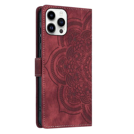 Mandala Embossed Retro Frosted Leather Phone Case, For iPhone 14 Pro Max, For iPhone 7 / 8 / SE 2022, For iPhone 13 Pro Max, For iPhone 13 Pro