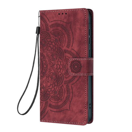 Mandala Embossed Retro Frosted Leather Phone Case, For iPhone 16e, For iPhone 16 Pro Max, For iPhone 16 Pro, For iPhone 16 Plus
