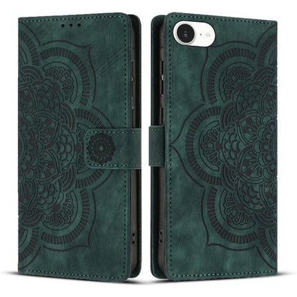 Mandala Embossed Retro Frosted Leather Phone Case, For iPhone 16e, For iPhone 16 Pro Max, For iPhone 16 Pro, For iPhone 16 Plus