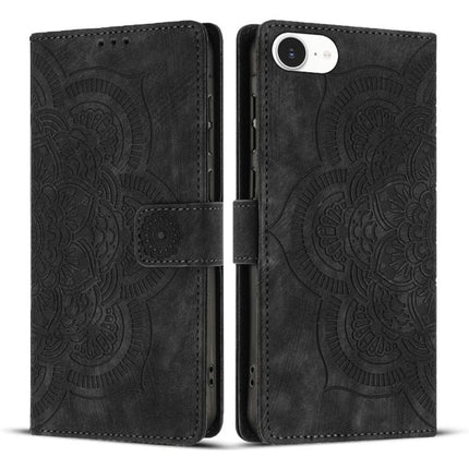 Mandala Embossed Retro Frosted Leather Phone Case, For iPhone 16e, For iPhone 16 Pro Max, For iPhone 16 Pro, For iPhone 16 Plus