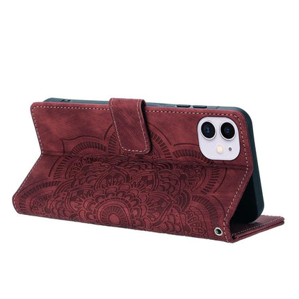 Mandala Embossed Retro Frosted Leather Phone Case, For iPhone 11, For iPhone 11 Pro, For iPhone X / XS, For iPhone XR