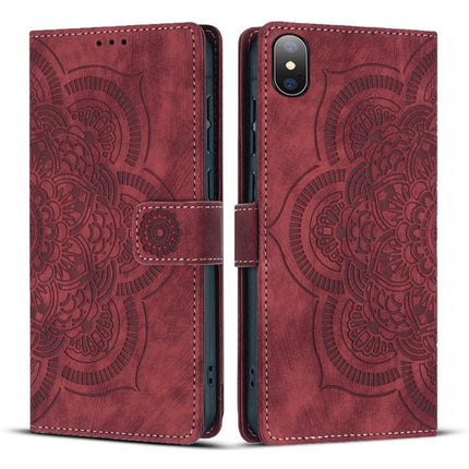 Mandala Embossed Retro Frosted Leather Phone Case, For iPhone 11, For iPhone 11 Pro, For iPhone X / XS, For iPhone XR
