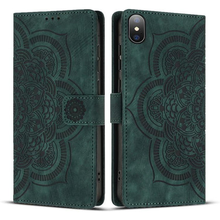 Mandala Embossed Retro Frosted Leather Phone Case, For iPhone 11, For iPhone 11 Pro, For iPhone X / XS, For iPhone XR