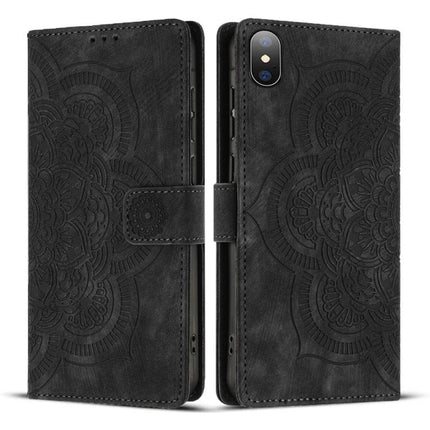 Mandala Embossed Retro Frosted Leather Phone Case, For iPhone 11, For iPhone 11 Pro, For iPhone X / XS, For iPhone XR