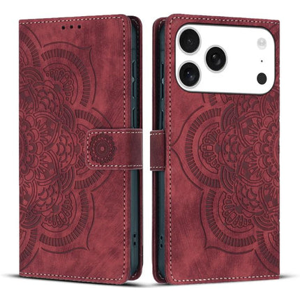 Mandala Embossed Retro Frosted Leather Phone Case, For iPhone 17e / 16e, For iPhone 17 Pro Max, For iPhone 17 Pro, For iPhone 17
