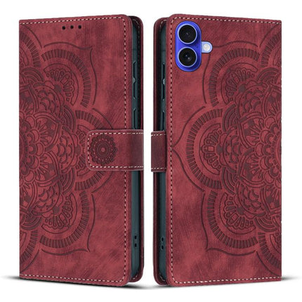 Mandala Embossed Retro Frosted Leather Phone Case, For iPhone 17e / 16e, For iPhone 17 Pro Max, For iPhone 17 Pro, For iPhone 17