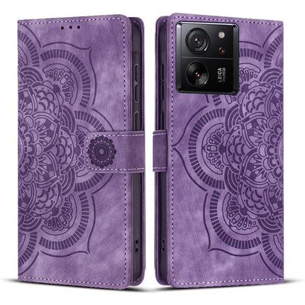 Mandala Embossed Retro Frosted Leather Phone Case, For Xiaomi 14T Pro, For Xiaomi 14T, For Xiaomi Poco M6 Pro 5G / Redmi 12, For Xiaomi 13T / 13T Pro