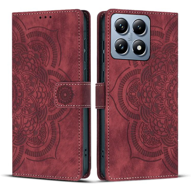 Mandala Embossed Retro Frosted Leather Phone Case, For Xiaomi 14T Pro, For Xiaomi 14T, For Xiaomi Poco M6 Pro 5G / Redmi 12, For Xiaomi 13T / 13T Pro