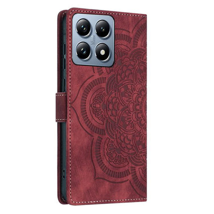 Mandala Embossed Retro Frosted Leather Phone Case, For Xiaomi 14T Pro, For Xiaomi 14T, For Xiaomi Poco M6 Pro 5G / Redmi 12, For Xiaomi 13T / 13T Pro
