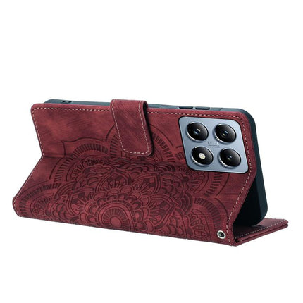 Mandala Embossed Retro Frosted Leather Phone Case, For Xiaomi 14T Pro, For Xiaomi 14T, For Xiaomi Poco M6 Pro 5G / Redmi 12, For Xiaomi 13T / 13T Pro