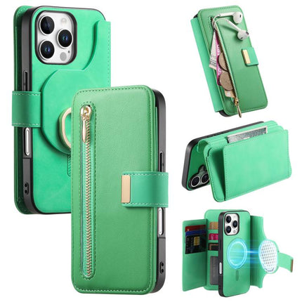 Ring Zipper Wallet RFID Blocking MagSafe Leather Phone Case, For iPhone 17e / 16e, For iPhone 16 Pro Max, For iPhone 16 Pro