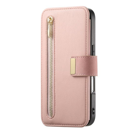 Ring Zipper Wallet RFID Blocking MagSafe Leather Phone Case, For iPhone 16 Plus, For iPhone 16, For iPhone 15 Pro Max