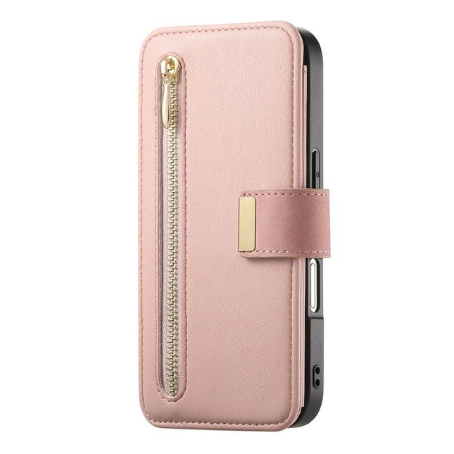 Ring Zipper Wallet RFID Blocking MagSafe Leather Phone Case, For iPhone 16 Plus, For iPhone 16, For iPhone 15 Pro Max