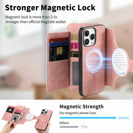 Ring Zipper Wallet RFID Blocking MagSafe Leather Phone Case, For iPhone 15 Pro, For iPhone 15 Plus, For iPhone 15
