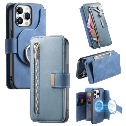 Ring Zipper Wallet RFID Blocking MagSafe Leather Phone Case, For iPhone 15 Pro, For iPhone 15 Plus, For iPhone 15