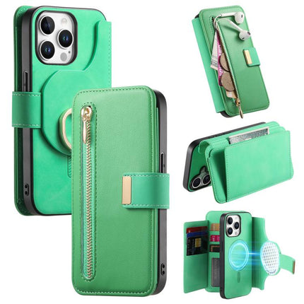 Ring Zipper Wallet RFID Blocking MagSafe Leather Phone Case, For iPhone 14 Pro Max, For iPhone 13 Pro Max, For iPhone 13 Pro