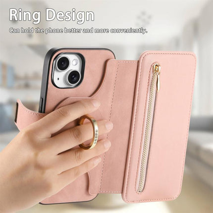Ring Zipper Wallet RFID Blocking MagSafe Leather Phone Case, For iPhone 13, For iPhone 12 / 12 Pro, For iPhone 12 Pro Max