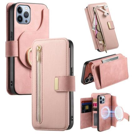 Ring Zipper Wallet RFID Blocking MagSafe Leather Phone Case, For iPhone 13, For iPhone 12 / 12 Pro, For iPhone 12 Pro Max