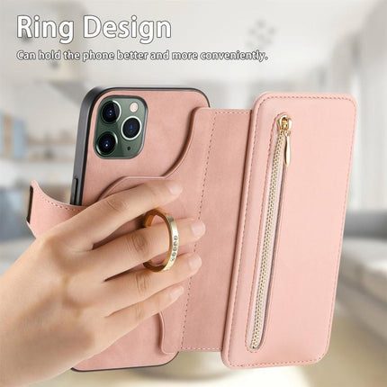 Ring Zipper Wallet RFID Blocking MagSafe Leather Phone Case, For iPhone 11 Pro Max, For iPhone 11, For iPhone 11 Pro