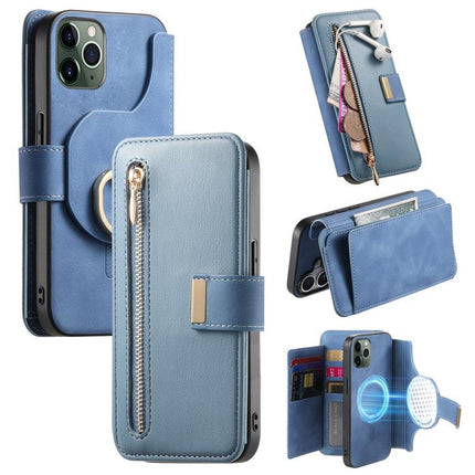 Ring Zipper Wallet RFID Blocking MagSafe Leather Phone Case, For iPhone 11 Pro Max, For iPhone 11, For iPhone 11 Pro