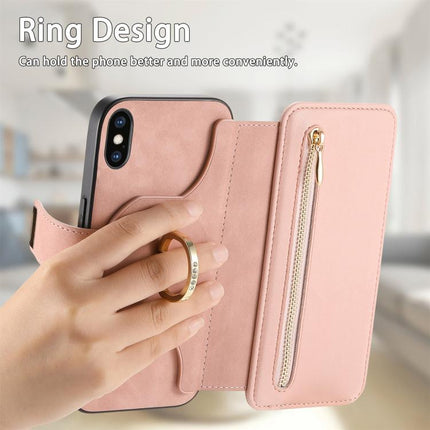 Ring Zipper Wallet RFID Blocking MagSafe Leather Phone Case, For iPhone X / XS, For iPhone XR, For iPhone XS Max
