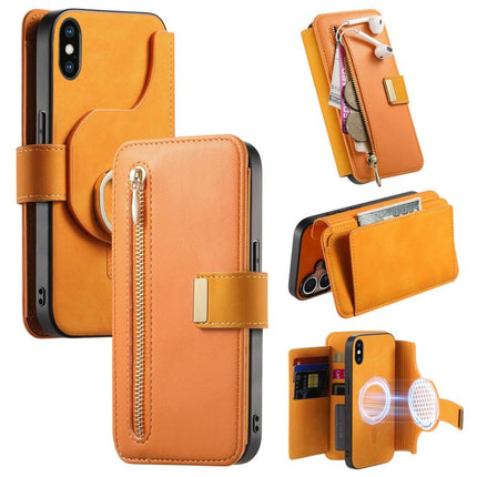 Ring Zipper Wallet RFID Blocking MagSafe Leather Phone Case, For iPhone X / XS, For iPhone XR, For iPhone XS Max
