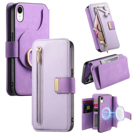Ring Zipper Wallet RFID Blocking MagSafe Leather Phone Case, For iPhone X / XS, For iPhone XR, For iPhone XS Max