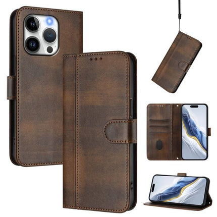 Line Splicing Buckle Retro Leather Phone Case, For iPhone 14 Pro, For iPhone 14 Pro Max, For iPhone 7 / 8 / SE 2022