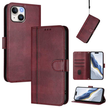 Line Splicing Buckle Retro Leather Phone Case, For iPhone 13 Pro Max, For iPhone 13 Pro, For iPhone 13 mini