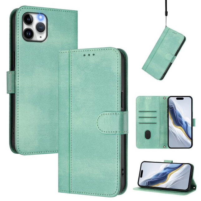 Line Splicing Buckle Retro Leather Phone Case, For iPhone 11 Pro Max, For iPhone 11, For iPhone 11 Pro