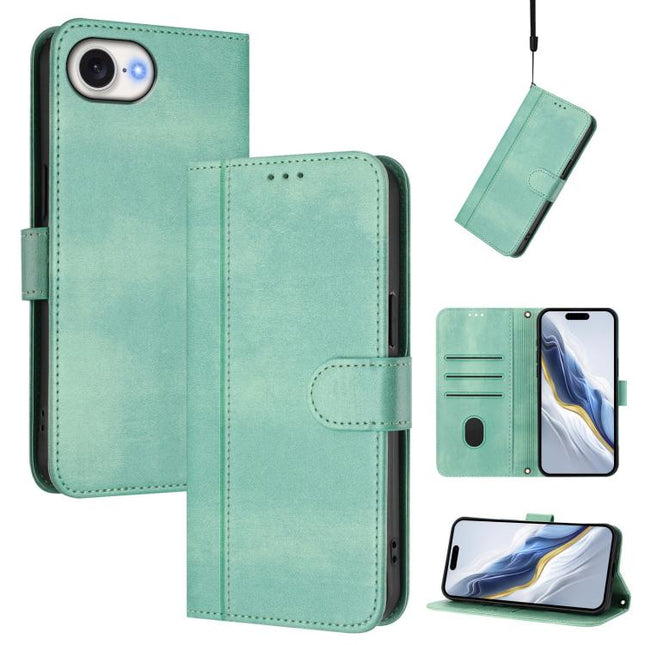Line Splicing Buckle Retro Leather Phone Case, For iPhone 17e / 16e, For iPhone 17 Pro Max, For iPhone 17 Pro