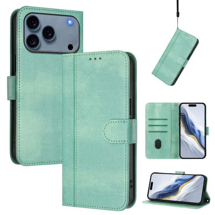 Line Splicing Buckle Retro Leather Phone Case, For iPhone 18 Pro / 17 Pro, For iPhone 18 Pro Max / 17 Pro Max, For iPhone 17e / 16e
