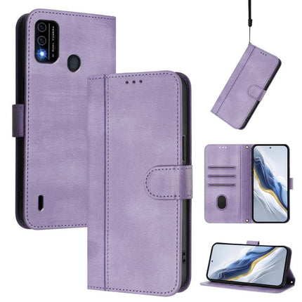 Line Splicing Buckle Retro Leather Phone Case, For itel A48