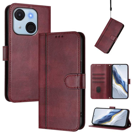Line Splicing Buckle Retro Leather Phone Case, For itel A80 4G, For itel A50C, For itel A50