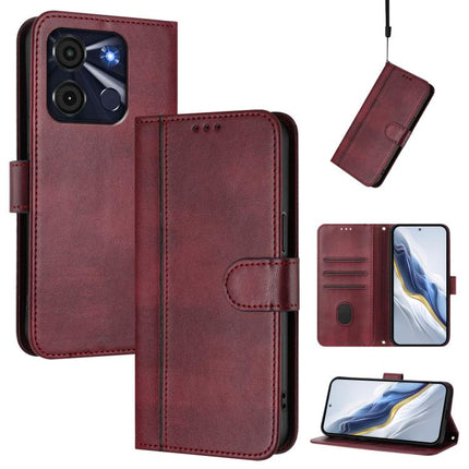 Line Splicing Buckle Retro Leather Phone Case, For itel A05s, For itel A70, For itel A60 / A60s