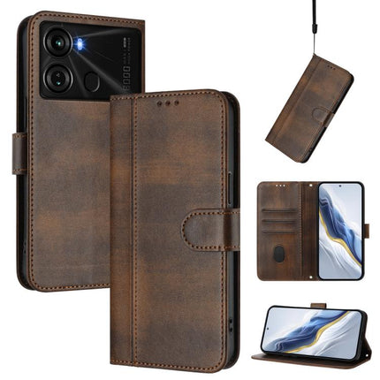 Line Splicing Buckle Retro Leather Phone Case, For itel P40, For itel P38, For itel S17 / Vision 3