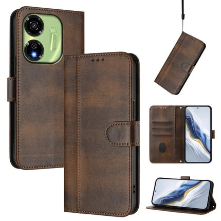 Line Splicing Buckle Retro Leather Phone Case, For itel A23 Pro / A17, For itel P55 5G, For itel RS4