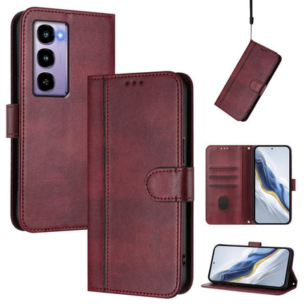 Line Splicing Buckle Retro Leather Phone Case, For itel City 100, For itel A58 Lite / A49 Play, For itel P55T 4G / Tecno Spark Go 2024