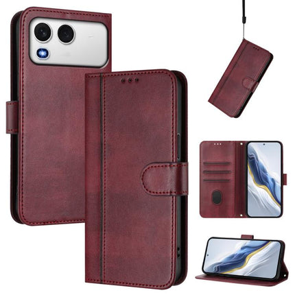Line Splicing Buckle Retro Leather Phone Case, For itel A200 4G / A200+ 4G, For itel A95 5G, For itel A90 4G