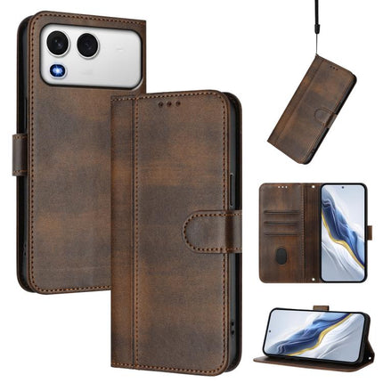 Line Splicing Buckle Retro Leather Phone Case, For itel A200 4G / A200+ 4G, For itel A95 5G, For itel A90 4G