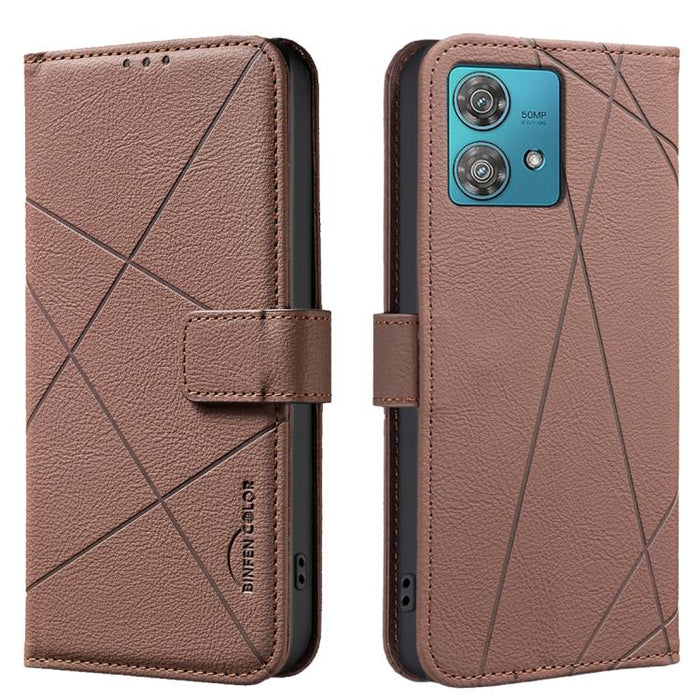 Geometric Pattern RFID Leather Phone Case, For Motorola Edge 40 Neo, For Motorola Edge 40, For Motorola Moto G13 / G23 / G53 5G, For Motorola Moto E13 4G