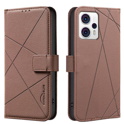 Geometric Pattern RFID Leather Phone Case, For Motorola Moto G73 5G